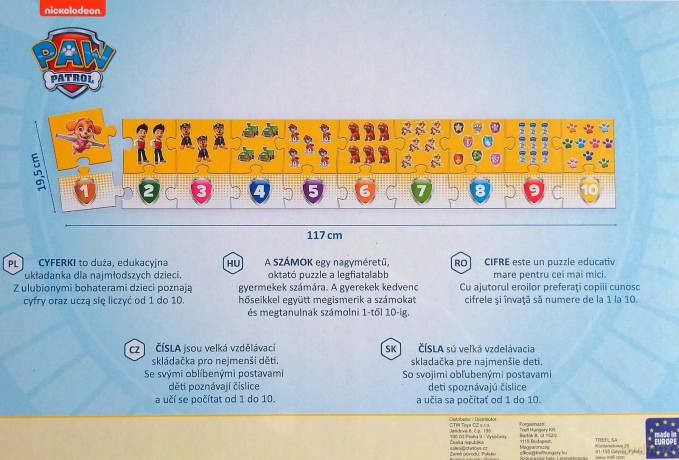 TREFL 20 el. Edukacyjne Cyferki Psi Patrol [PUZZLE]