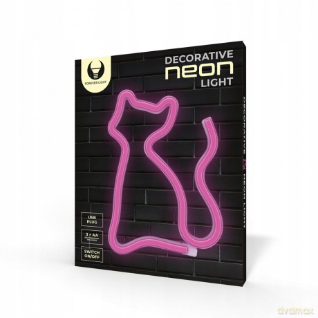 Neon LED KOT różowy Bat + USB FLNEO4 Forever Light