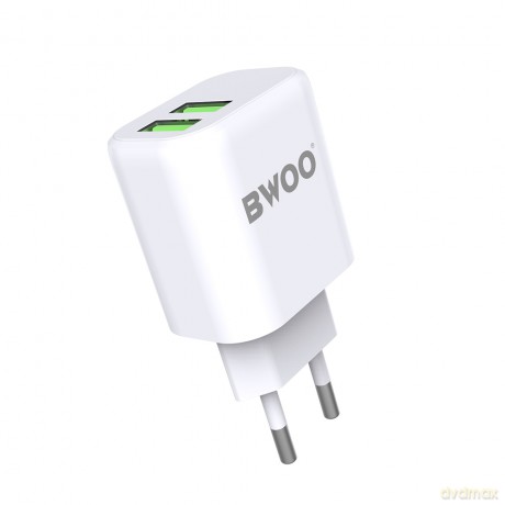 BWOO ładowarka sieciowa CDA60 2x USB 2,4A biała