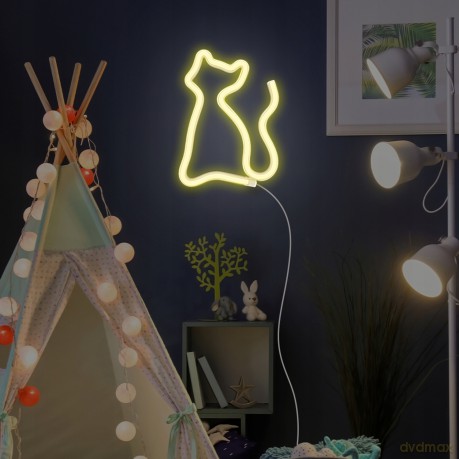 Neon LED KOT ciepły biały Bat + USB FLNEO3 Forever Light