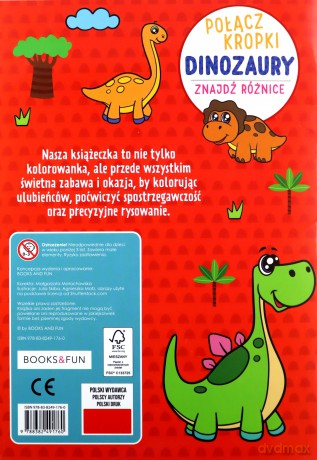 Dinozaury. Połącz kropki, znajdź różnicę [KSIĄŻKA]
