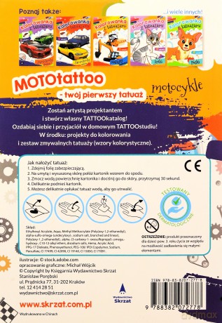 Kolorowanka z tatuażami. Motocykle [KSIĄŻKA]