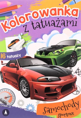 Kolorowanka z tatuażami. Samochody sportowe [KSIĄŻKA]