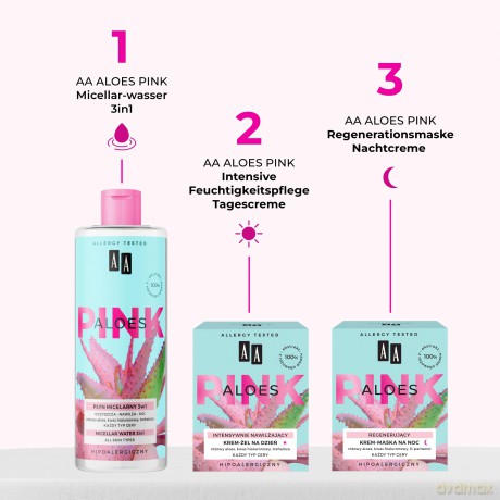 AA Pink Aloes Intensywnie Nawilżający Krem-żel na dzień do każdego rodzaju cery 50 ml
