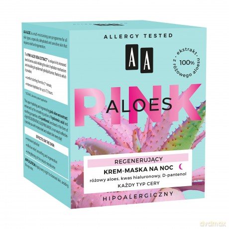 AA Pink Aloes Regenerujący Krem-maska na noc do każdego rodzaju cery 50 ml