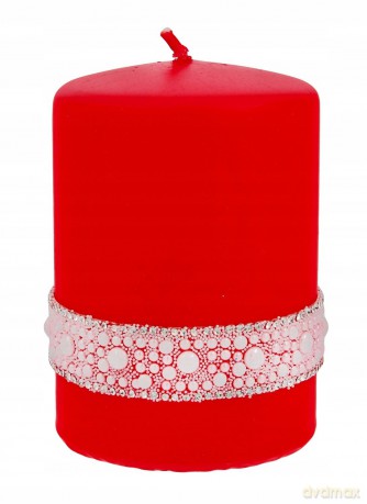 ARTMAN Świeca ozdobna Crystal Pearl - walec mały czerwony