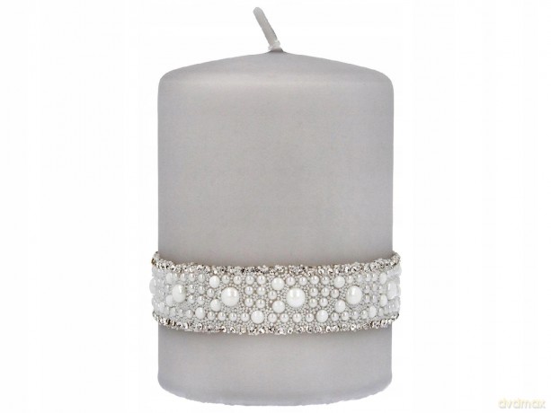 ARTMAN Świeca ozdobna Crystal Pearl - walec mały szary