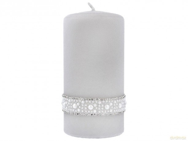 ARTMAN Świeca ozdobna Crystal Pearl - walec średni szary