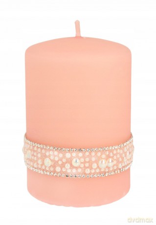 ARTMAN Świeca ozdobna Crystal Pearl rose gold - walec mały