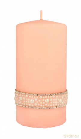 ARTMAN Świeca ozdobna Crystal Pearl rose gold - walec średni