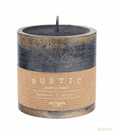 ARTMAN Świeca ozdobna Rustic Patynowany - walec mały (średnica 9cm) czarny
