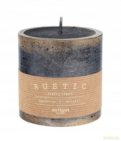 ARTMAN Świeca ozdobna Rustic Patynowany - walec mały (średnica 9cm) czarny