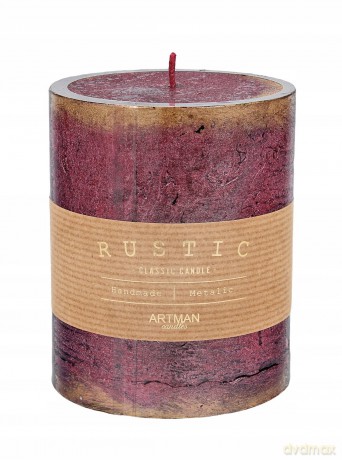 ARTMAN Świeca ozdobna Rustic Patynowany - walec średni (średnica 9cm) bordo