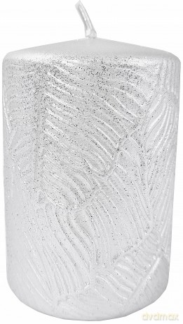ARTMAN Świeca ozdobna Tivano - walec mały (średnica 7cm) srebrny