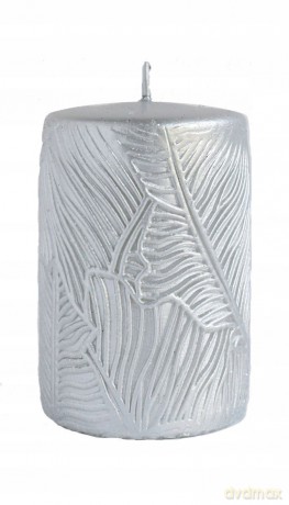 ARTMAN Świeca ozdobna Tivano - walec mały (średnica 7cm) srebrny