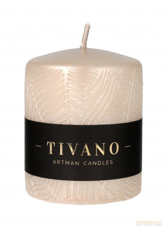 ARTMAN Świeca ozdobna Tivano - walec mały (średnica 8cm) szampan