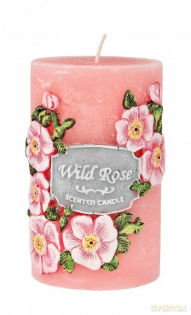 ARTMAN Świeca zapachowa Garden Wild Rose - walec mały różowy