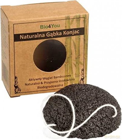 Bio4You Naturalna Gąbka Konjac z aktywnym węglem bambusowym