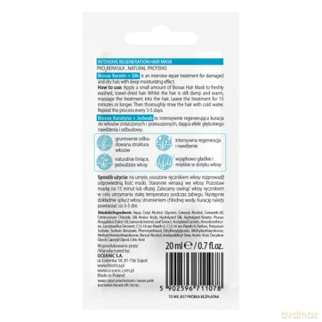 BIOVAX MASKA KERATYNA+JEDWAB SASZETKA 20ML