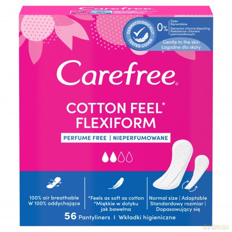 Carefree Cotton Flexiform Wkładki higieniczne Unscented-bezzapachowe-56szt