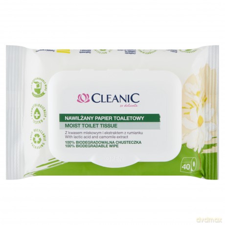 Cleanic Papier toaletowy nawilżany z ekstraktem z rumianku-40szt