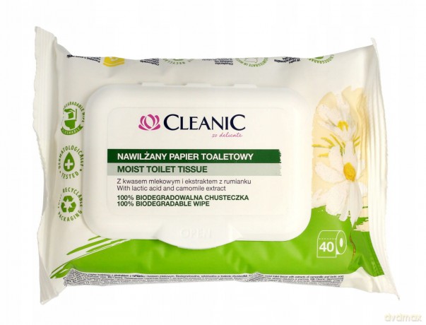 Cleanic Papier toaletowy nawilżany z ekstraktem z rumianku-40szt