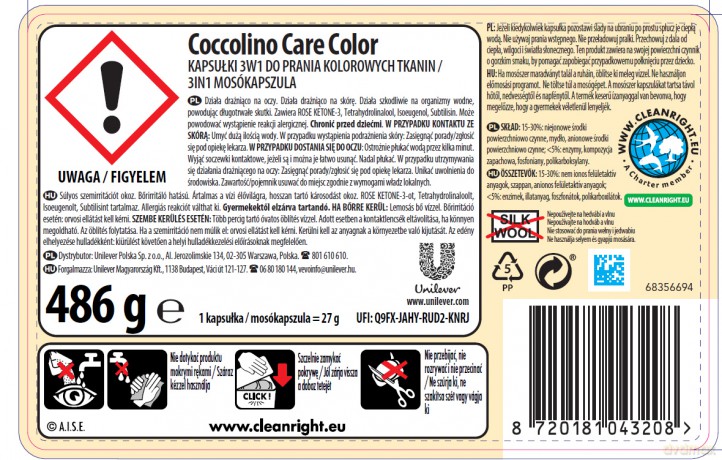 Coccolino Care Caps Kapsułki do prania 3in1 Color (18 prań) 486g
