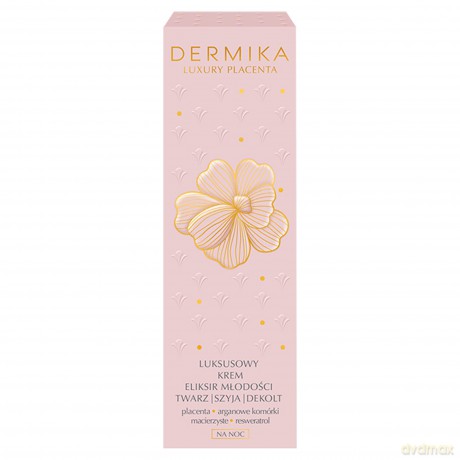 Dermika Luxury Placenta Luksusowy Krem-Eliksir młodości na twarz,szyję i dekolt na noc 50 ml