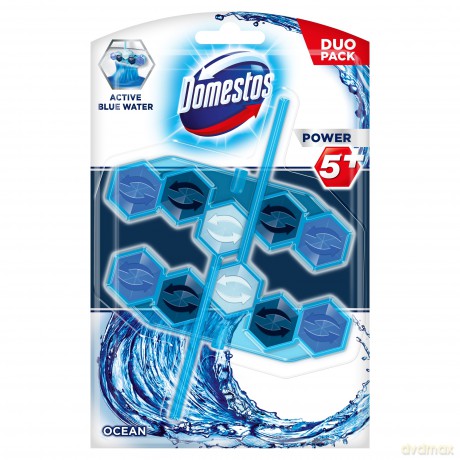 Domestos Ocean DUO Kostka WC Power 5 koszyk - Active Blue Water 2 x 53g