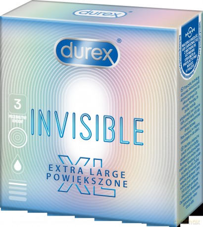 Durex Prezerwatywy Invisible XL Powiększone 3 szt.