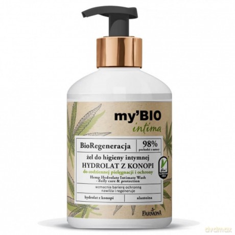 Farmona my`BIO Intima Żel do higieny intymnej Hydrolat z Konopi - do codziennej pielęgnacji i ochrony 250 ml