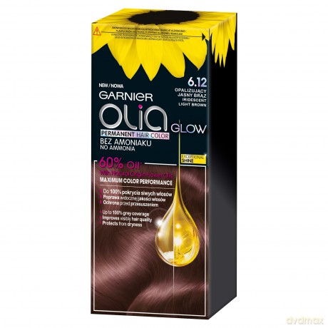 Garnier Olia Glow Farba do włosów nr 6.12 Opalizujący Jasny Brąz 1op.