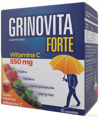 Grinovita Forte Suplement diety Witamina C 850g - herbatka 1opakowanie -10 saszetek