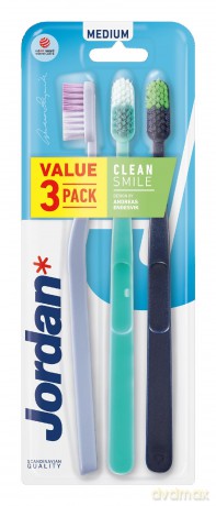 Jordan Szczoteczka do zębów Clean Smile - soft-3szt - mix kolorów