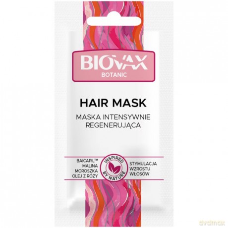 L`BIOTICA Biovax Botanic Maska do włosów intensywnie regenerująca - Malina Moroszka,Baicapil,Olej z Róży 20 ml - saszetka