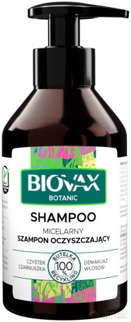 L`BIOTICA Biovax Botanic Micelarny Szampon oczyszczający - Czystek i Czarnuszka 200 ml
