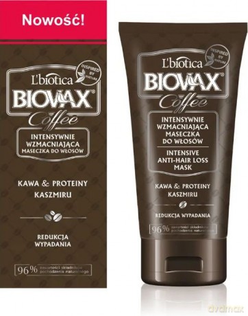 L`BIOTICA Biovax Glamour Coffee Maseczka do włosów intensywnie wzmacniająca - Kawa i Proteiny Kaszmiru 150 ml