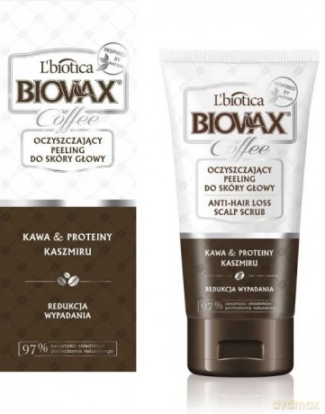 L`BIOTICA Biovax Glamour Coffee Oczyszczający Peeling do skóry głowy - Kawa i Proteiny Kaszmiru 125ml
