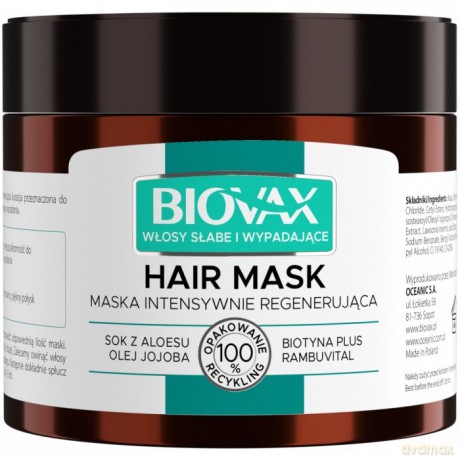 L`BIOTICA Biovax Hair Mask Maska do włosów intensywnie regenerująca -Włosy słabe i wypadające 250 ml