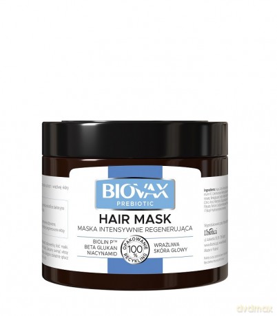 L`BIOTICA Biovax Prebiotic Maska intensywnie regenerująca do wrażliwej skóry głowy 250 ml