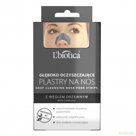 L`BIOTICA Głęboko Oczyszczające Plastry na nos z Węglem Drzewnym-3szt