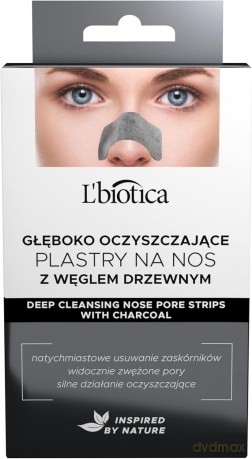 L`BIOTICA Głęboko Oczyszczające Plastry na nos z Węglem Drzewnym-3szt