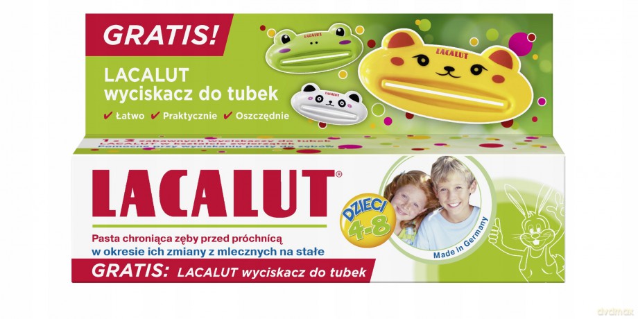 Lacalut Pasta do zębów dla dzieci od 4-8 lat 50 ml +wyciskacz gratis