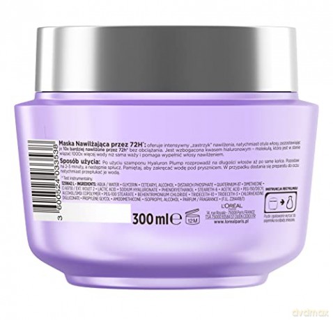 Loreal Elseve Hyaluron Plump Maska nawilżająca (przez 72H) do włosów odwodnionych 300 ml