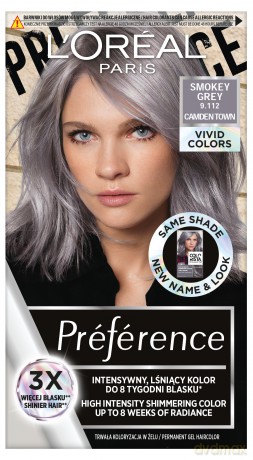 Loreal Preference Vivid Colors Farba do włosów nr 9.112 Smokey Grey (Camden Town) 1op.