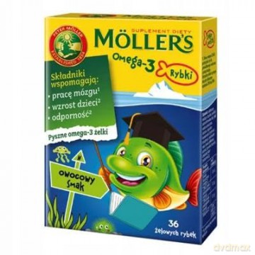 MOLLER`S Omega-3 Rybki Suplement diety dla dzieci - smak owocowy-36szt