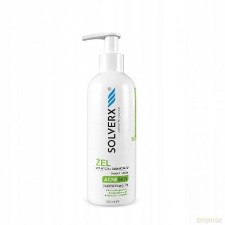 SOLVERX Acne Skin Żel do mycia i demakijażu twarzy i oczu - przeciwtrądzikowy 200 ml