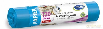 STELLA Worki z taśmą ściąg. d/segr. 120l PAPIER