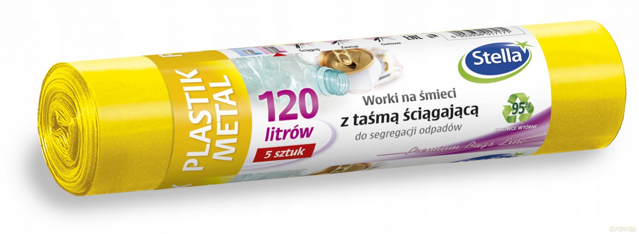 STELLA Worki z taśmą ściąg. d/segr. 120l PLASIK