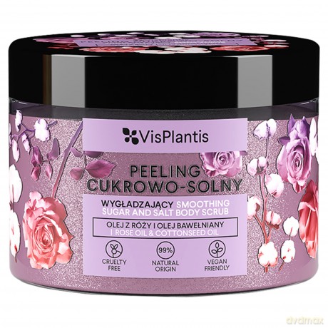 Vis Plantis Peeling cukrowo-solny wygładzający - Olej z Róży i Olej Bawełniany 350g